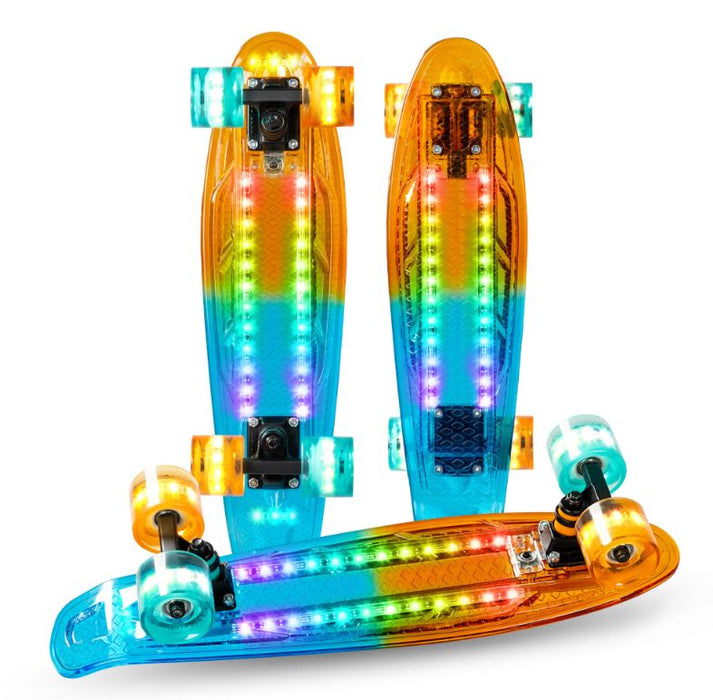 MADD LIGHT UP DECK RETRO BOARD ORANGE / TEAL Skateboard Madd Gear