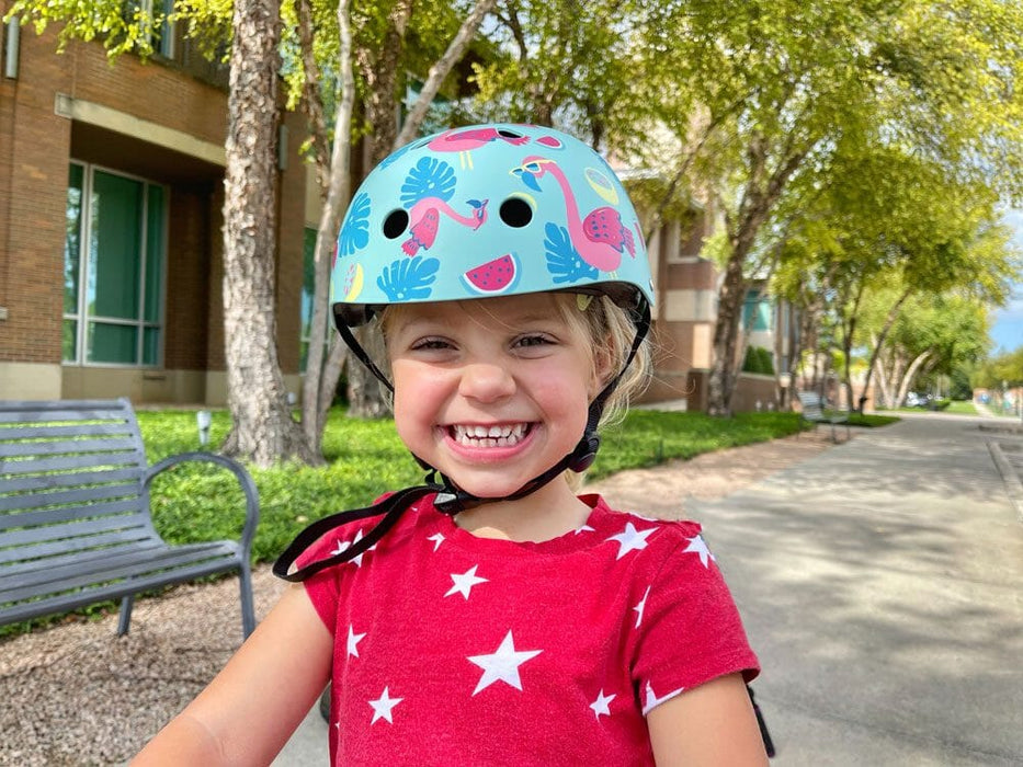 Mini Hornit LIDS Children's Bicycle & Scooter Helmet with Flashing Safety Lights - Flamingo Style 12 month warranty applies Hornit