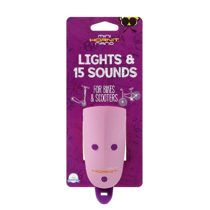 Mini Hornit NANO Kids Bike Horn with sound effects 12 month warranty applies Hornit Purple/Pink
