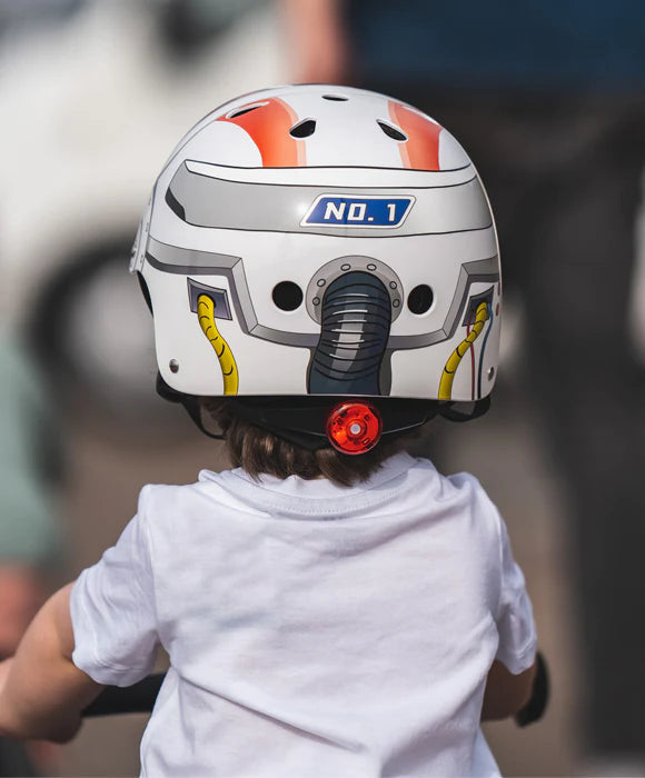 Mini Hornit LIDS Children's Bicycle & Scooter Helmet with Flashing Safety Lights - Major Tom Style 12 month warranty applies Hornit