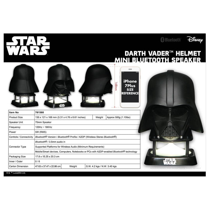 Star Wars Darth Vader Mini Bluetooth Speaker 12 month warranty applies Star Wars