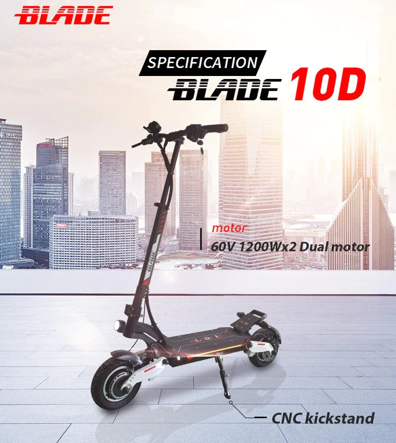 Blade 10D EVO 60V Electric Scooter 2400 Watts Dual Motor Hydraulic Bra ...