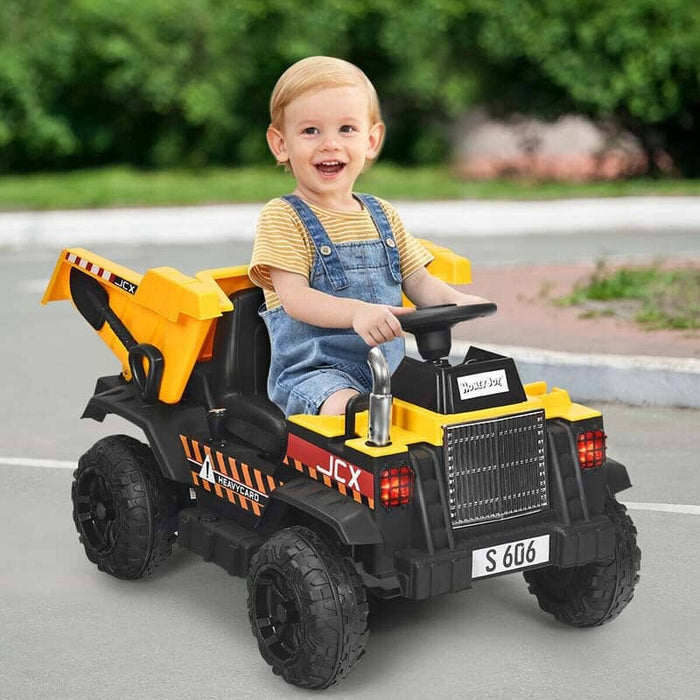 Ride On Dump Truck with working Tipper Tray 12V Yellow - pre assembled Tech Outlet 