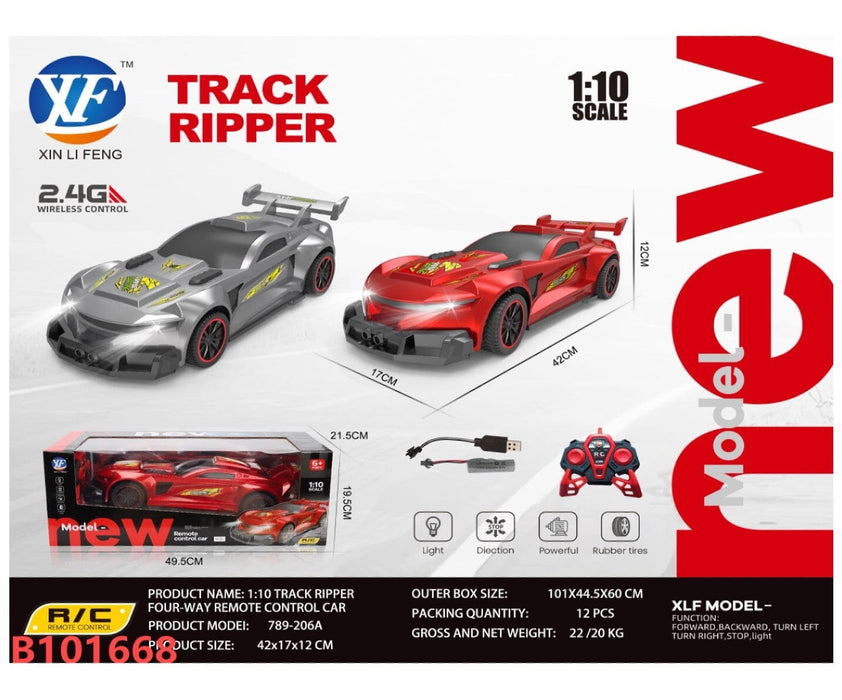 1:10 Scale LED Light-Up Grey R/C Racing Car RC CAR YUGE 