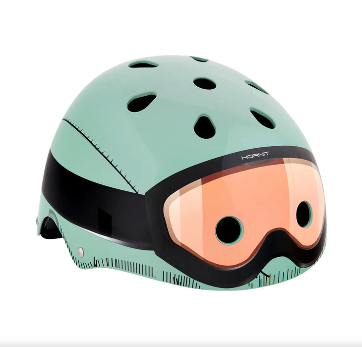Mini Hornit LIDS Children's Bicycle & Scooter Helmet with Flashing Safety Lights - Military Hornit 