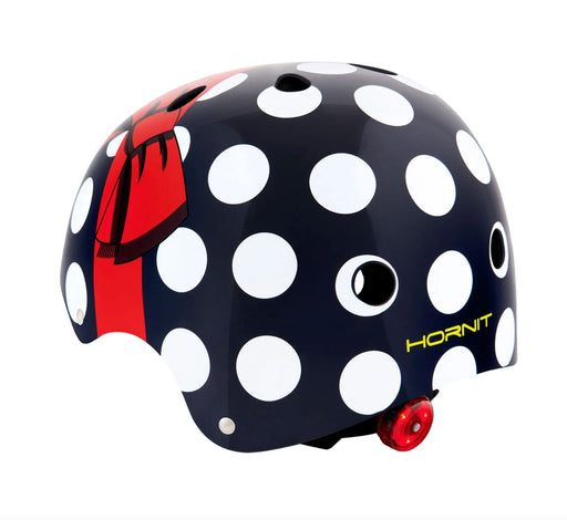 Mini Hornit LIDS Children's Bicycle & Scooter Helmet with Flashing Safety Lights - Polka Dot Hornit 