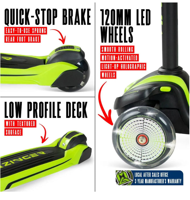 Madd Gear Zinger 3 Wheeled Scooter - Green Scooter Madd Gear 