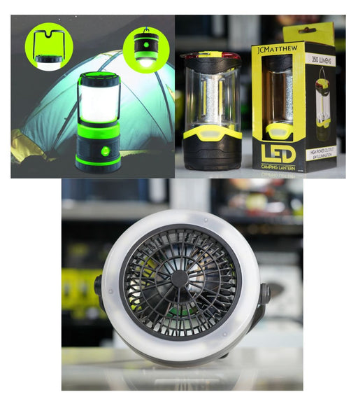 Camping Bundle - 2 LED Fans & 2 Lanterns Tech Outlet 