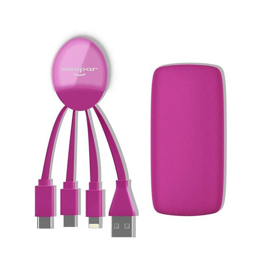 Xoopar Weekender Power Pack : Multi phone Charging cable & Power bank - select your colour! 6 month warranty applies Xoopar Pink 