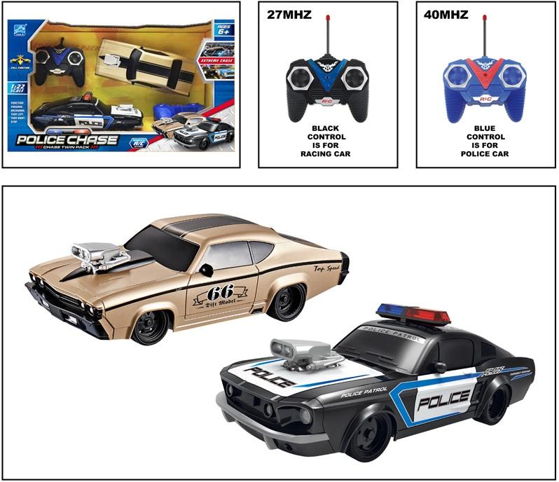 Police Chase RC Cars (Twin Car Pack) 3 month warranty applies Tech Outlet 