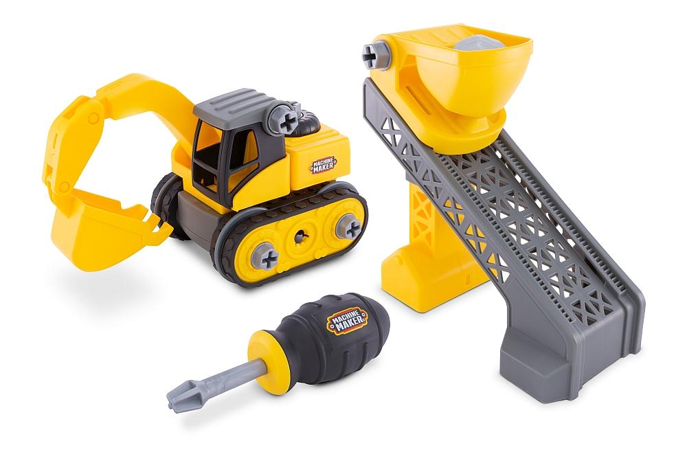 MACHINE MAKER Junior Builder 8"/20cm Construction Site : Build it yourself STEAM Toy 3 month warranty applies Nikko Bulldozer & Crane 