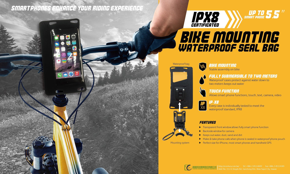 IPX8 Bike Mount Waterproof Sealed Bag for Smartphones upto 5.5" (RED) 12 month warranty applies Tech Outlet 