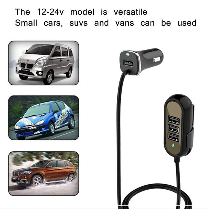 4 Port USB 12V Car Charger - Black 12 month warranty applies Tech Outlet 