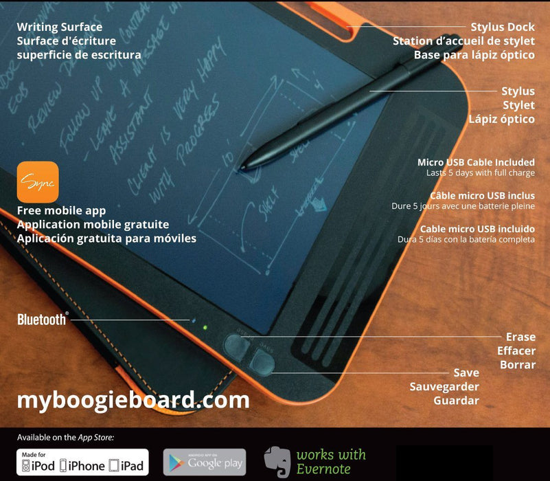 Boogie Board SYNC 9.7 Digital E-Writer with Bluetooth for wireless phone sync 12 month warranty applies Boogie Board 