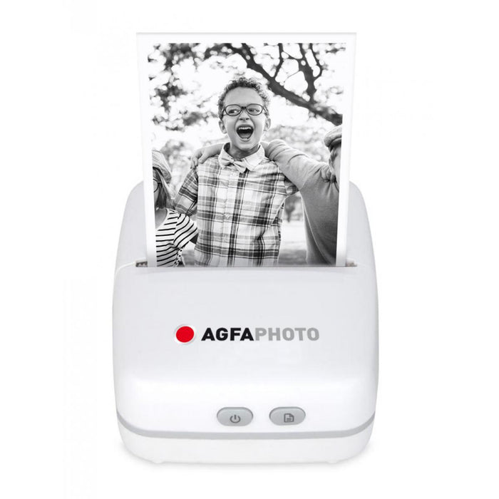 AGFA PHOTO Realipix Pocket P – Imprimante Photo Thermique Portable  (Impression Noir et Blanc sans encre, Bluetooth, Batterie Lithium) Blanc